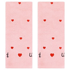 REGALWOVEN Cotton Bathroom Absorbent Heart Pattern Decorative Hand Towel 13" x 29" - 1 of 4