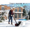 Heavy-Duty Wheeled Snow Plow Shovel 20 Inch Steel Blue Blade with Double Handle, 5 Adjustable Angles, 2 Wheels, Back Saver Pusher - 3 of 4