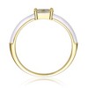 Young Adults/Teens 14k Yellow Gold Plated with Baguette Cubic Zirconia Solitaire White Enamel Slim Stacking Ring - 2 of 2