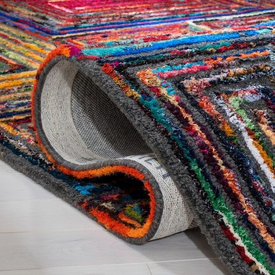 Handmade Multicolor Wool and Cotton 6' x 9' Rectangular Area Rug