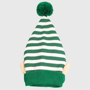 Anna-Kaci Women's Christmas Elf Striped Knit Hat Striped Beanie with Pom-Pom & Elf Ears for Holiday Parties & Festive Decor - 1 of 4