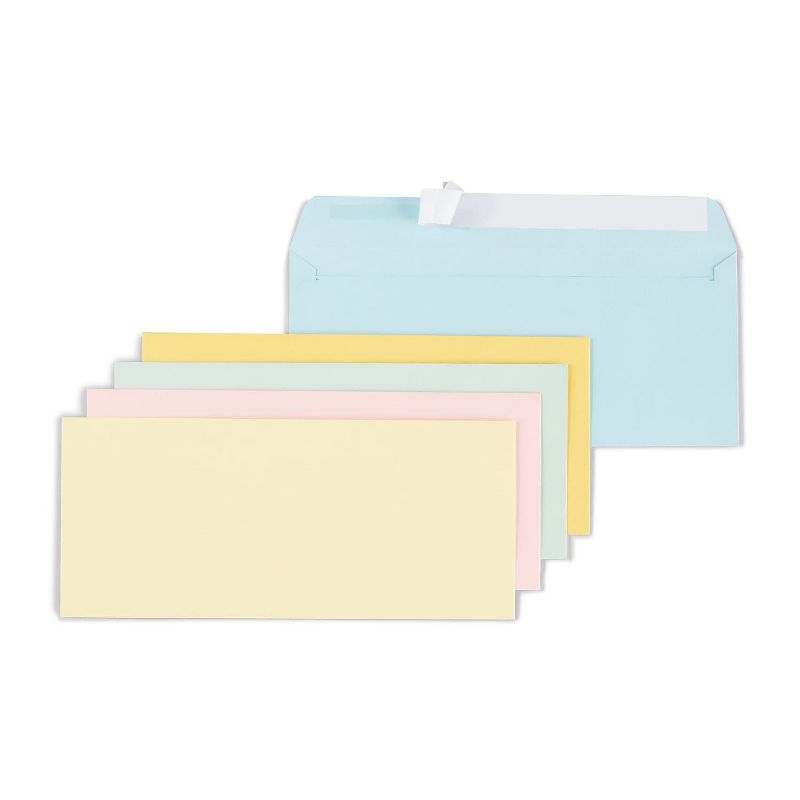 MyOfficeInnovations EasyClose Pastel Color #10 Envelopes 4 1/8"H x 9 1/2"W Assorted 50/PK 122726, 1 of 5