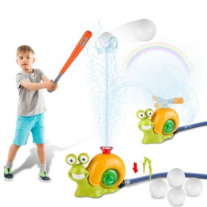 iMountek"2-in-1 Snail Water Sprinkler Baseball Toy with 360° Rotating Spray for Kids, Backyard Fun"Multi-Color - 1 of 4
