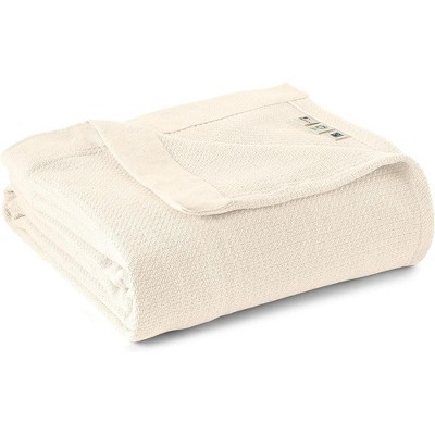 Whisper Organics, 100% Organic Woven Cotton Blanket, Breathable GOTS & Fairtrade Certified, Natural Color - Queen/Full