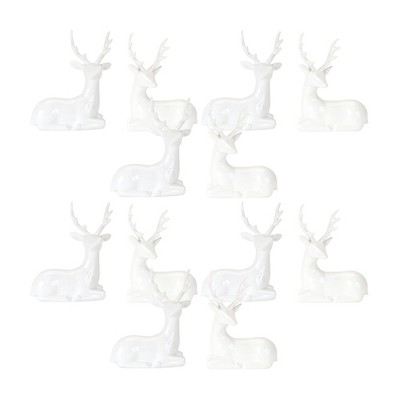Modern White Deer Figurine Set – 6in Winter Decorative Accents by Melrose