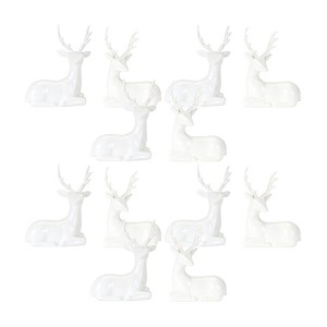 Modern White Deer Figurine Set – 6in Winter Decorative Accents by Melrose - 1 of 3