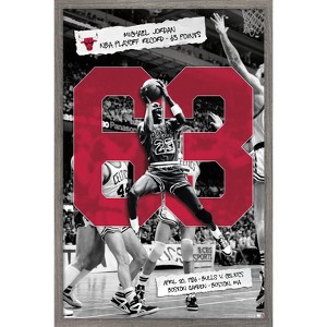 Trends International Michael Jordan - NBA Playoffs Single Game Scoring Record Framed Wall Poster Prints - 1 of 4