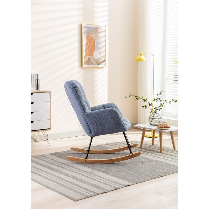 Epping Nursery Rocking Chair,Teddy Swivel Accent Chair,Upholstered Glider Rocker Rocking Accent Chair,Wingback Rocking Chairs-Maison Boucle, 4 of 11