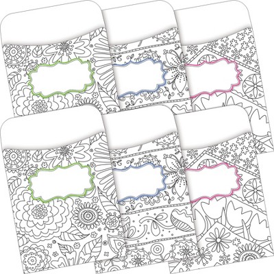 Barker Creek Color Me! In My Garden Peel & Stick Library Pockets Multi-Design Set BC3846
