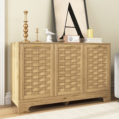 SKRAN Modern Farmhouse Cabinets, Wood Dressers & Pantry Units, Storage Cabinet for Home, Bedroom, Living Room & Home Office, Wood color