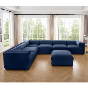 CAVINAS Modern Sectional Sofa with 6 Seats and 1 Ottoman,Convertible Modular Couch with Under-Sofa Storage,Couch for Living Room,3x Corner,Blue - 1 of 4