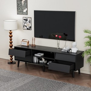 Homy Casa Mid Century TV Stand with Storage Drawers and Open Shelves for Living Room - 1 of 4