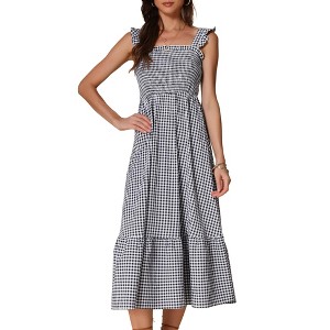 INSPIRE CHIC Women's Sleeveless Square Neck Tiered Hem Smocked Maxi Dress - 1 of 4