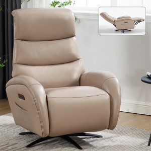 Modern Dual Motor 270° Swivel Power Recliner Chair With Heavy Duty Motion Mechanism, USB and Type-C Charging Ports - ModernLuxe - 1 of 4