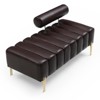GustoWave 53.2”Modern End of Bed Bench, PU Upholstered 2 Seater Sofa Couch, Sofa Stool Entryway Ottoman Bench with Metal Legs, Coffee - 3 of 4