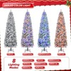 6ft Pre-Lit Pencil Snow Flocked Christmas Tree Hinged Artificial Xmas Tree W/ Remote-controlled Multi-Color - image 4 of 4