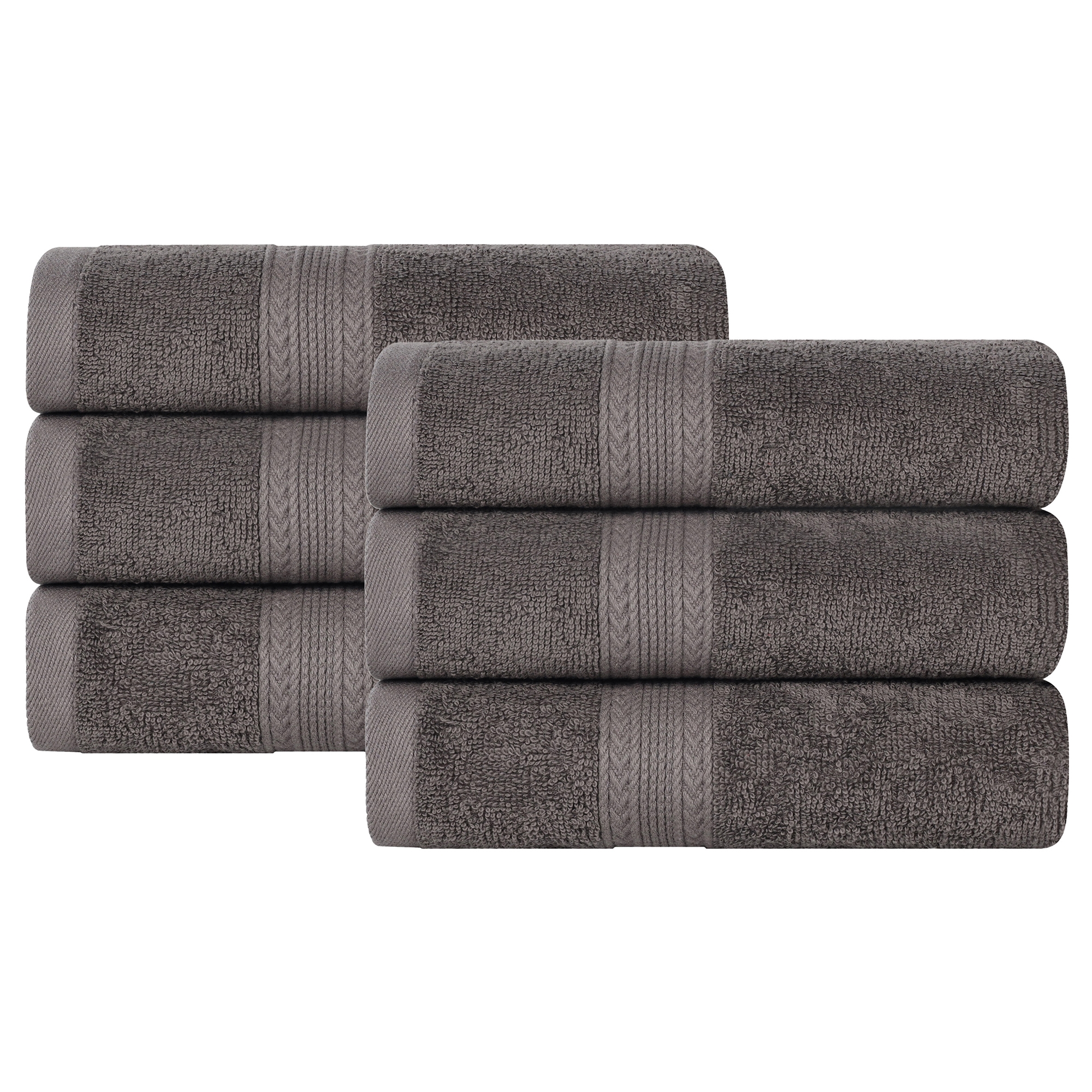 Eco-Friendly Sustainable Cotton Solid Lightweight 6-hand towels Set, Graphite - Blue Nile Mills
