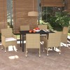 vidaXL Patio Dining Set Outdoor Dining Set Table and Chair Set Poly Rattan - 59.1" Table Length Beige 7 Piece with Cushions - 2 of 4