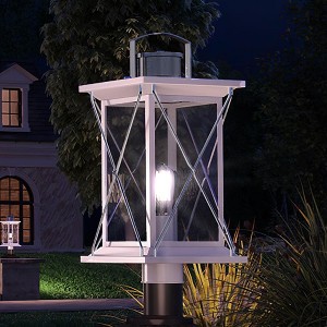 Urban Ambiance Luxury Colonial Outdoor Post/Pier Light,  20"H x 9"W,  Stainless Steel Finish, UHP1220 - 1 of 4