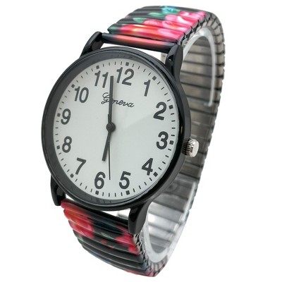 Olivia Pratt Big Dial Easy Reader Watch Abstract Elastic Stretch Band Wristwatch Women Watch - image 3