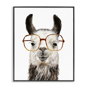 Stupell Industries Llama Farm Animal Eyeglasses Black Framed Giclee Art - 1 of 4