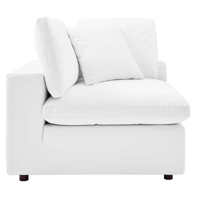 Commix White Vegan Leather Overstuffed Loveseat