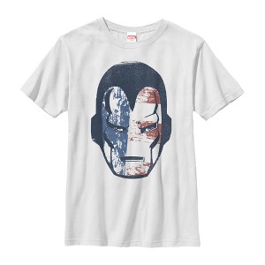 Boy's Marvel Fourth of July  Iron Man American Flag Mask T-Shirt - 1 of 4