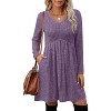 Long Sleeve V-Neck Sweater Dress 2025, Women's Empire Waist Babydoll Fall Dress with Pockets Purple - 2 of 4