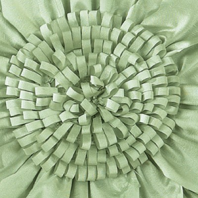 Sage Polyester 17" Pillow Cover with 3D Floral Design