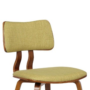FurniFact,Mid-Century Modern Chair in Walnut Wood with Green Fabric Upholstery - 1 of 4