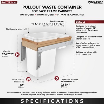 White Maple Pull-Out Kitchen Trash Can with Metal Frame