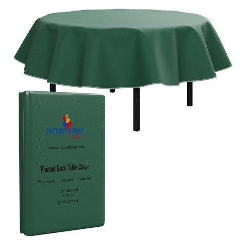 Crown Display Green Flannel Backed Vinyl Tablecloths For Round Tables ...