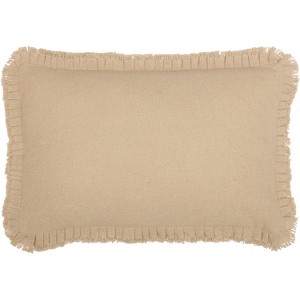 Burlap Vintage Pillow w/ Fringed Ruffle 14x22 VHC Brands - 1 of 4