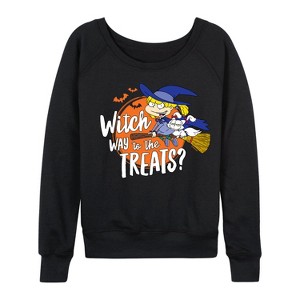 Women's - Rugrats - Witch Way To The Treats Lightweight French Terry Wide Neck Long Sleeve Shirt - 1 of 4