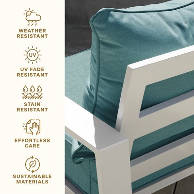 Stripe Blue & Beige Outdoor Deep Seating Cushion Set
