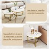 Sapphtopaz Modern Nesting Coffee Table Round Dining Table with Marbling Top and Gold Base, Coffee Tables for Living Room, Bedroom - 3 of 4