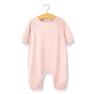 MyKids-USA Baby Solid Color Medium Sleeve Summer Crotch Jumpsuit Pajamas - 1 of 4