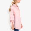Anna-Kaci Women's Long Sleeve Button-Down Shirt with Roll-Up Sleeves and Front Pocket Casual Loose Fit Blouse - 3 of 4