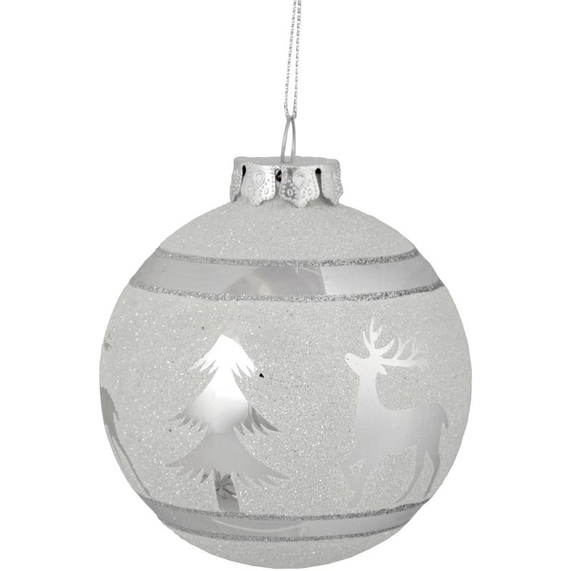 Northlight 3.5" White and Silver Glass Christmas Ball Ornament, 5 of 6