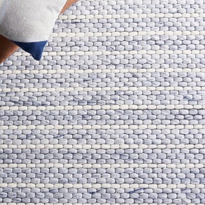 Ivory Rectangular Flat Woven Wool Area Rug, 3' x 5'