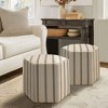 Sapphtopaz Modern Farmhouse Ottoman with Natural-Hued Printed Stripe Upholstered Hexagonal Foot Stool Vanity Stool for Living Room,Bedroom,Natural - 3 of 4
