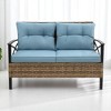 4-Piece Patio Sectional Low Dining Sofa Set with Steel Table, Blue Cushions, and Detachable Covers – Comfortable Outdoor Conversation Set - 4 of 4