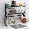 YIYIBYUS 24.8In Metal Double-layer Over Sink drainer, Black Dish Drying - 2 of 4