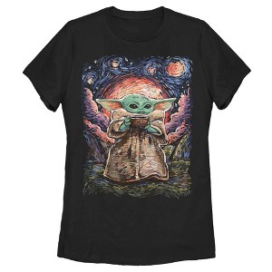 Women's Star Wars The Mandalorian The Child Starry Night T-Shirt - 1 of 4
