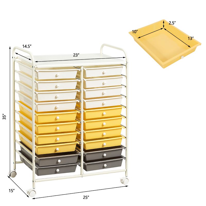 Tangkula 20-Drawers Rolling Storage Cart with Organizer Top, 2 of 7
