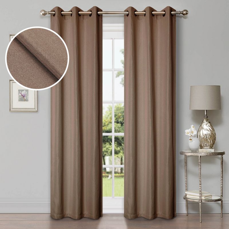 Modern Classic Linen Pattern Room Darkening Blackout Curtains, Set of 2 by Blue Nile Mills, 1 of 6