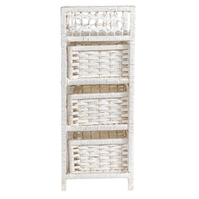 White Woven Paper Rope 3-Drawer Storage Chest with Top Shelf