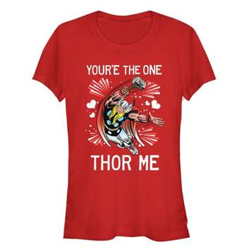 Juniors Womens Marvel Valentine You're the One Thor Me T-Shirt