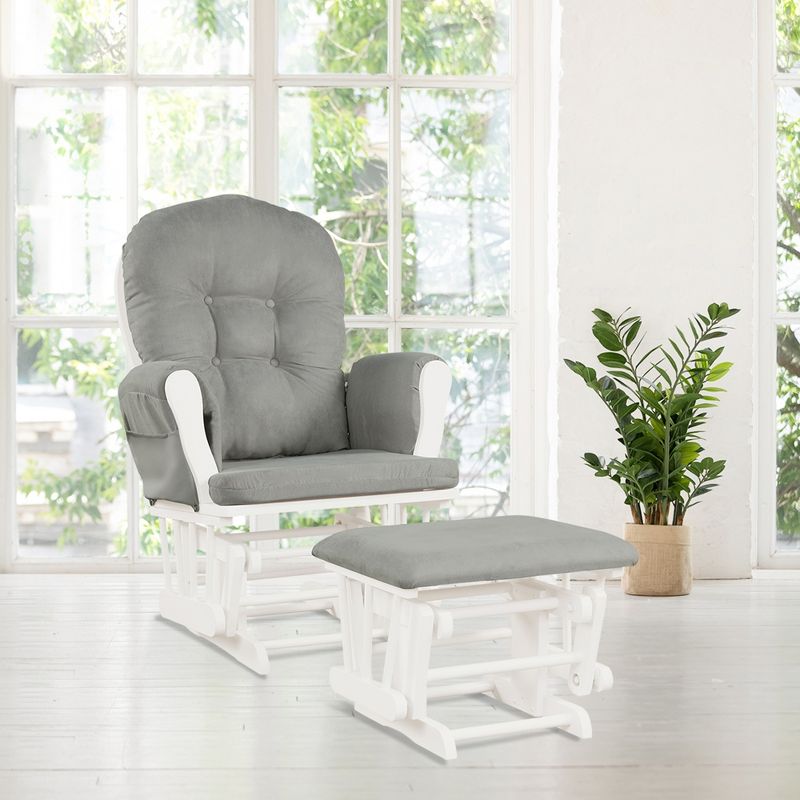 Costway Baby Nursery Relax Rocker Rocking Chair Glider & Ottoman Set w/ Cushion, 2 of 11