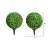 Nearly Natural 14-in Artificial Boxwood Ball Topiary with Integrated Ground Stake UV Resistant (Indoor/Outdoor) - Set of 2 - 2 of 4